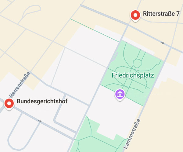 Rechtsmittel Consulting und BGH Standort auf Karte
