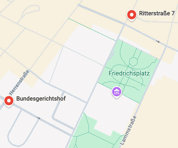 Rechtsmittel Consulting und BGH Standort auf Karte
